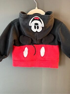 Disney Parks 18M Mickey Mouse Black & Red Hoodie with Embroidery